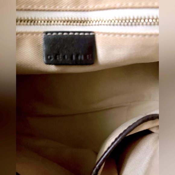 Celine Vintage Macadam Canvas PVC Leather Trim With Brown Adjustable Strap VGC - Picture 9 of 11